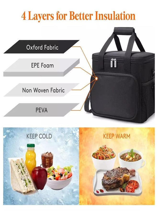 Ineffable Thermal Insulated Tiffin/Lunch Bag, Adjustable Shoulder Strap, Zipper Pockets, Leakproof, Reusable & Easy Wash (Black) - Image 4